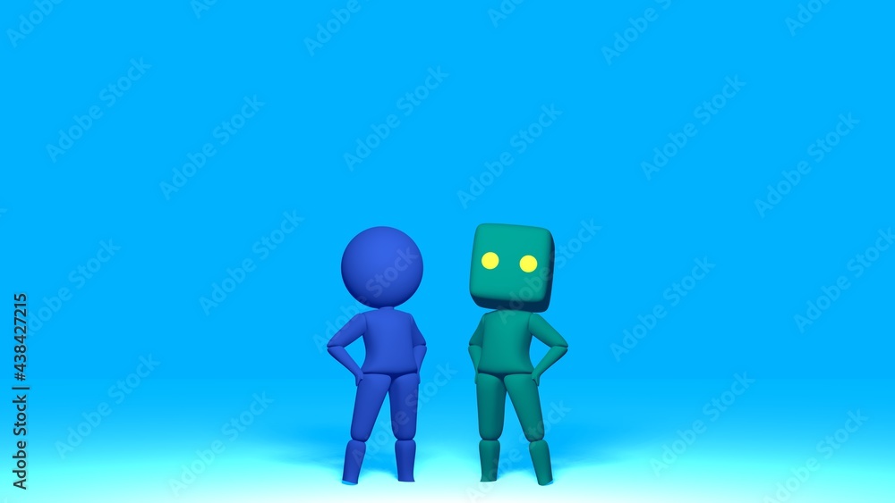 自信のあるポーズをとるデフォルメキャラクター 3DCGポスター 青 自信のあるポーズをとるデフォルメキャラクター 3DCGポスター 青