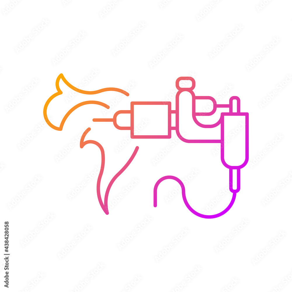 Tattoo machine gradient linear vector icon. Special device for creating tattoos. Professional equipment. Thin line color symbols. Modern style pictogram. Vector isolated outline drawing Tattoo machine gradient linear vector icon. Special device for creating tattoos. Professional equipment. Thin line color symbols. Modern style pictogram. Vector isolated outline drawing