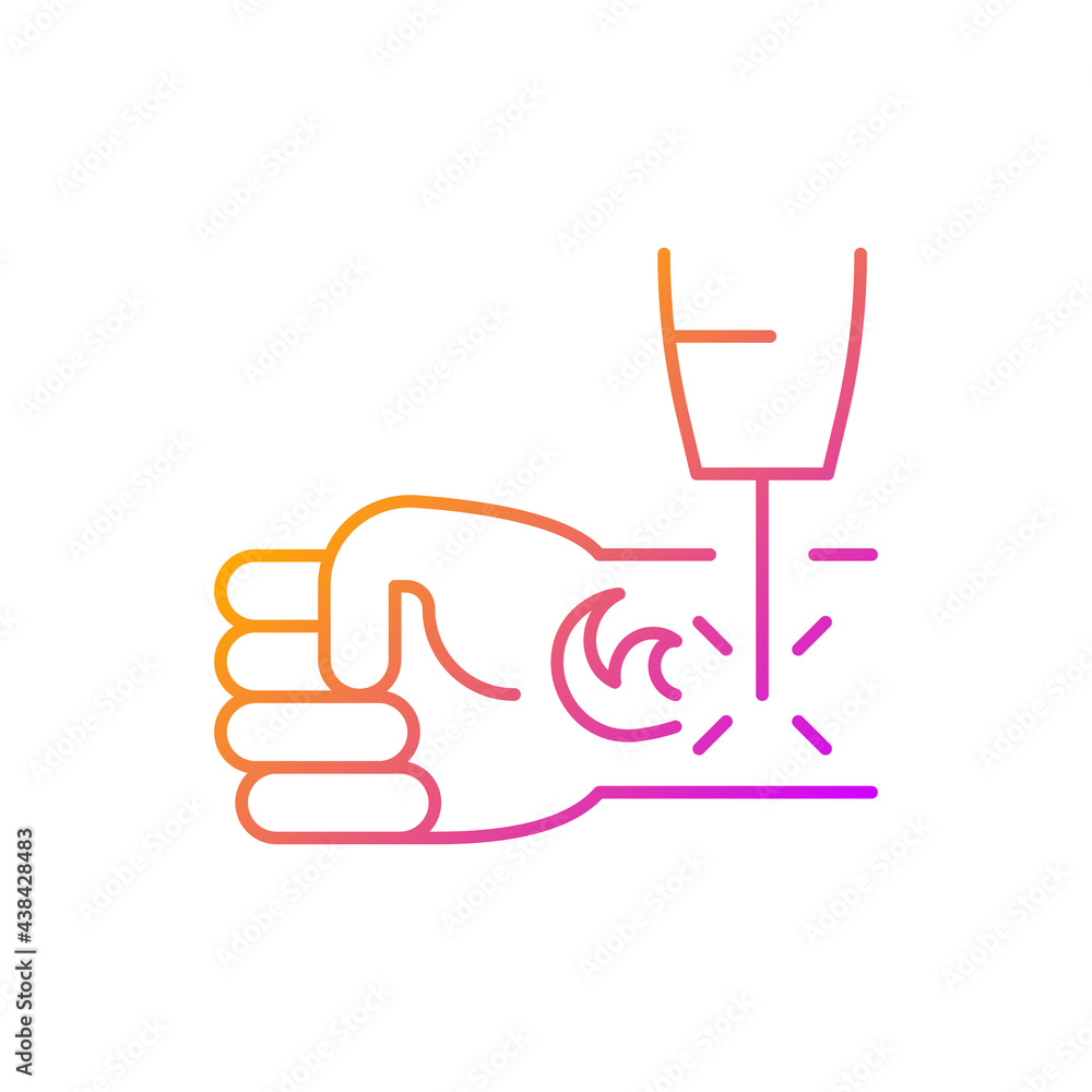 Tattoo laser removal gradient linear vector icon. Special human body operations. Dangerous medical equipment. Thin line color symbols. Modern style pictogram. Vector isolated outline drawing Tattoo laser removal gradient linear vector icon. Special human body operations. Dangerous medical equipment. Thin line color symbols. Modern style pictogram. Vector isolated outline drawing