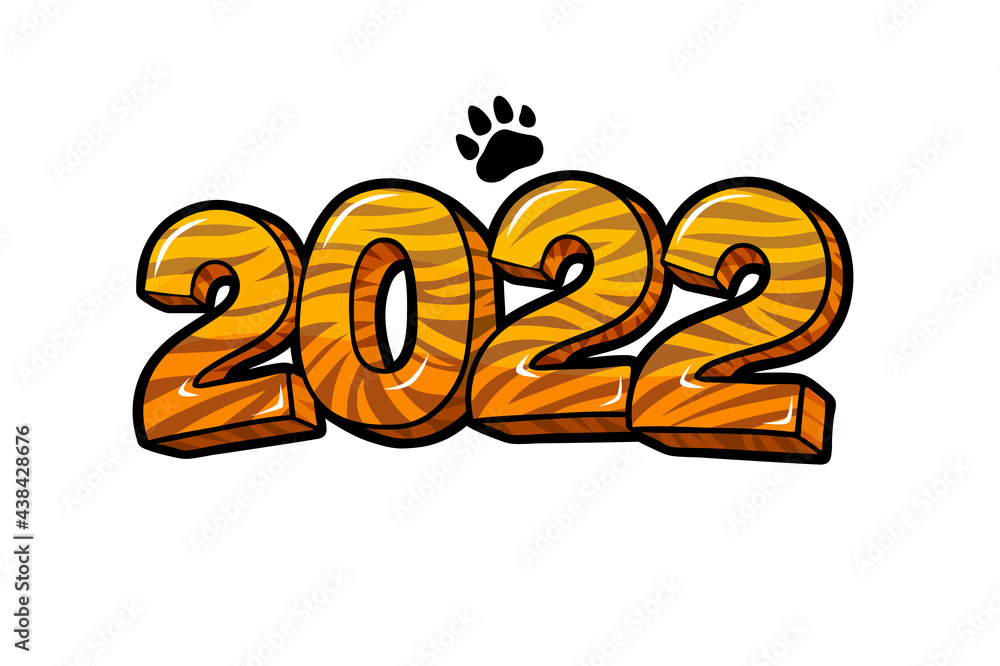 New Year party card. Numbers 2022. Flat design