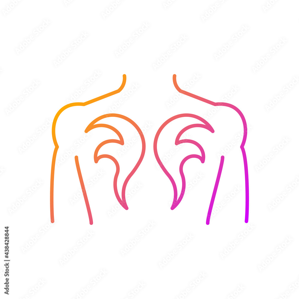 Back tattoo gradient linear vector icon. Tattoo master creating beautiful works. Client get back painted with ink. Thin line color symbols. Modern style pictogram. Vector isolated outline drawing Back tattoo gradient linear vector icon. Tattoo master creating beautiful works. Client get back painted with ink. Thin line color symbols. Modern style pictogram. Vector isolated outline drawing
