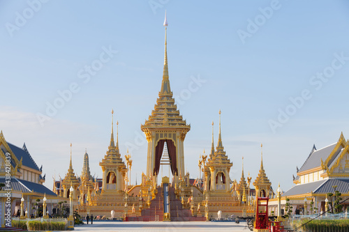 The Royal Crematorium for King Bhumibol Adulyadej at Sanam Luang prepared to be used as The royal funeral Cremation Ceremony Bangkok Thailand Pra May Ru Maat