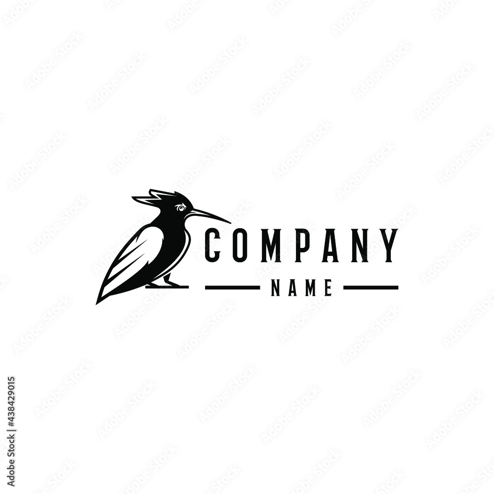 Fototapeta premium Bird line art logo design template. Awesome a hoopoe bird logo. A bird line art logotype.