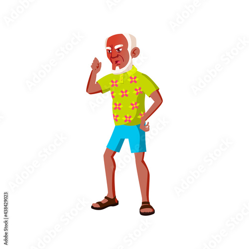 angry aged african guy shouting at doctor in hospital cartoon vector. angry aged african guy shouting at doctor in hospital character. isolated flat cartoon illustration