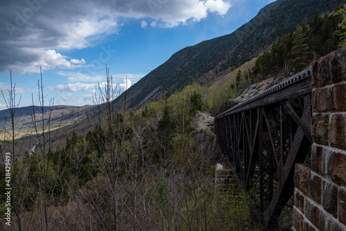 North Conway Scenic rail line going through Crawford Notch, New Hampshire. photo