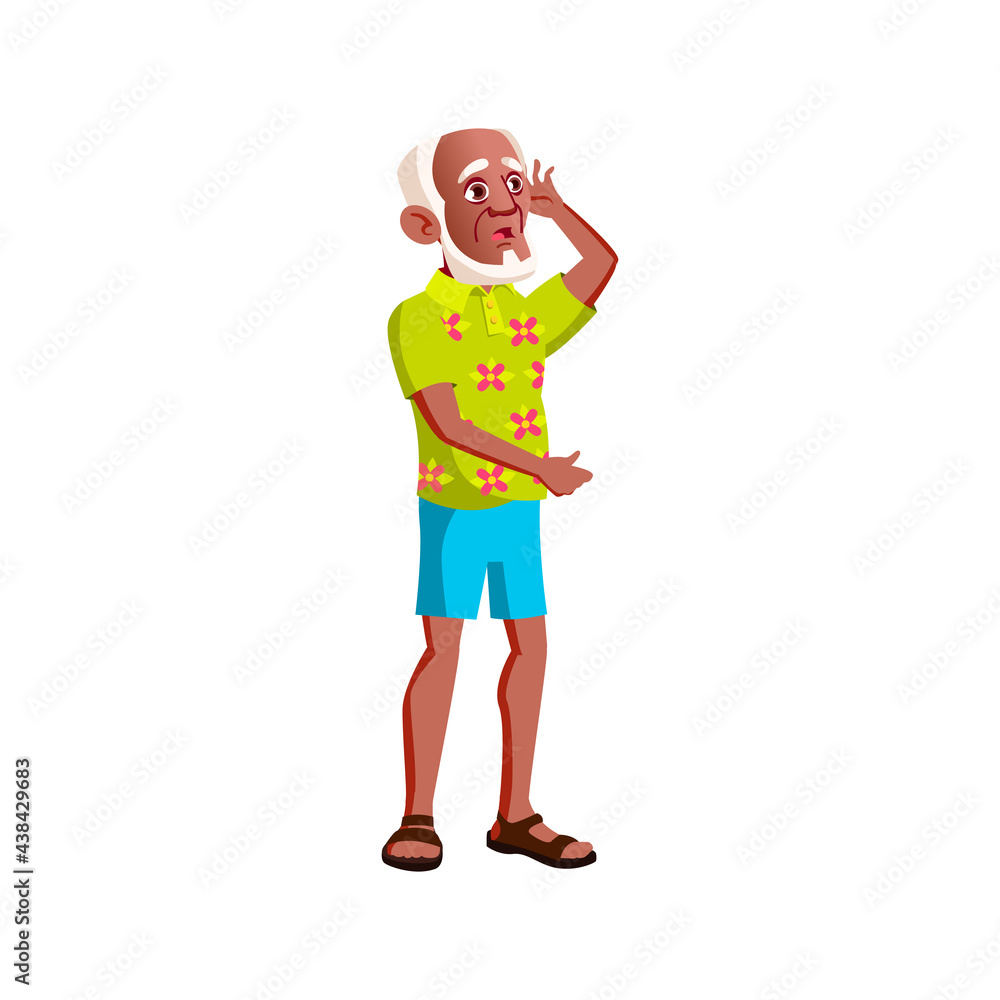 mature age man looking with shock at high sea wave cartoon vector. mature age man looking with shock at high sea wave character. isolated flat cartoon illustration