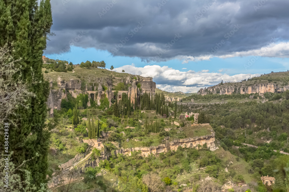 Majestic view at the Enchanted City in Cuenca, a natural geological landscape site in Cuenca city, Spain