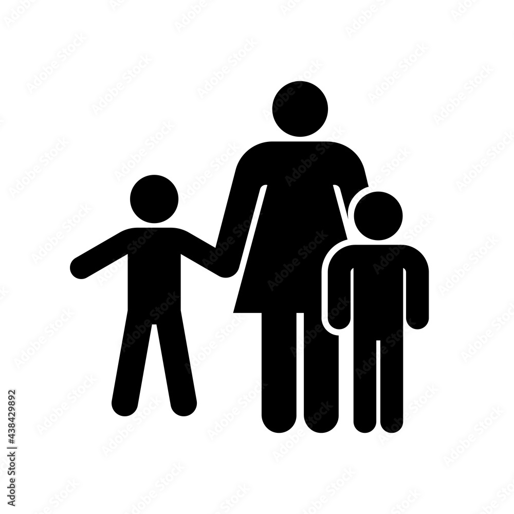 Family icon. Mother with two children. Vector illustration. Family icon. Mother with two children. Vector illustration.