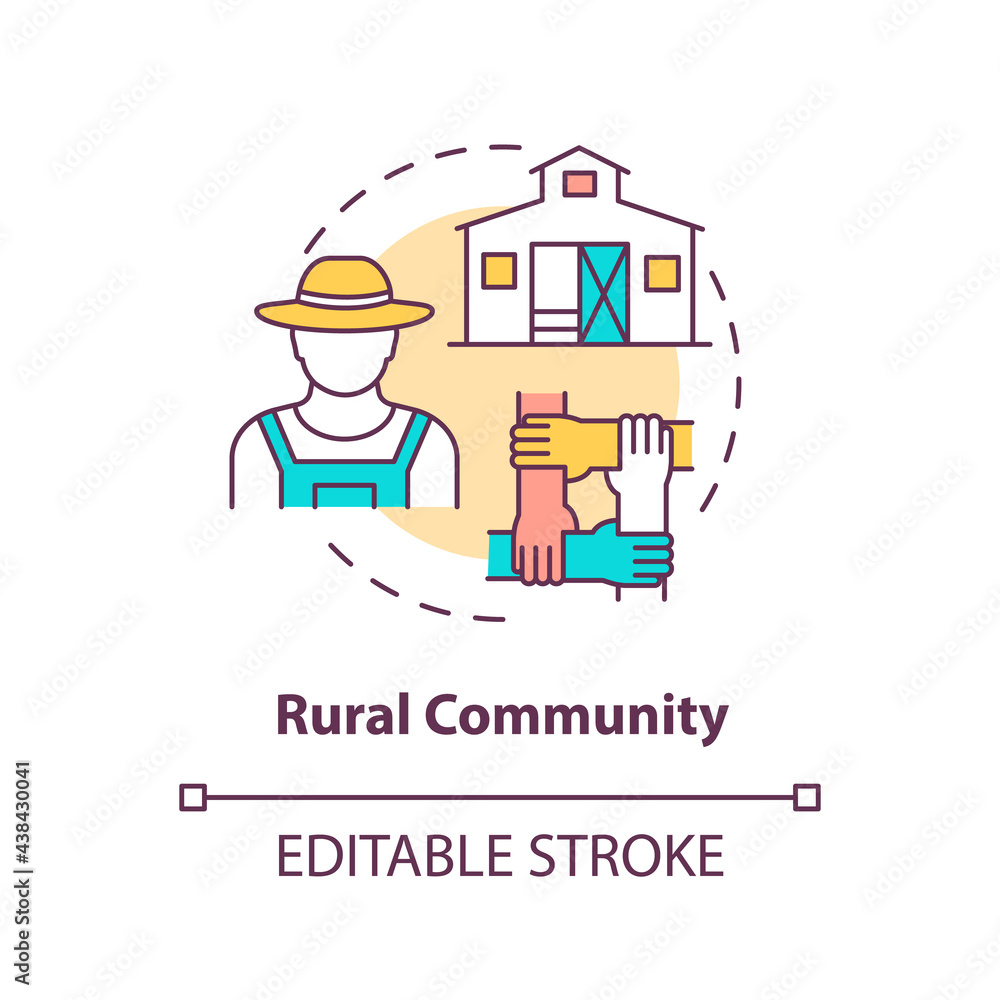 Rural community concept icon. Communities types abstract idea thin line ...