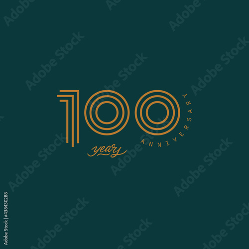 100 years anniversary pictogram vector icon, 100th year birthday logo label.