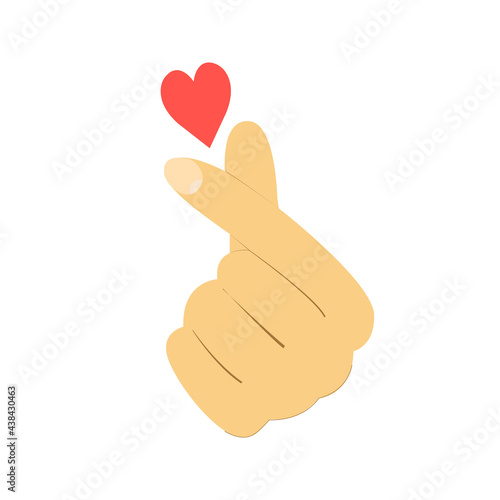 Korean modern heart symbol. Vector finger gesture isolated on white background.
