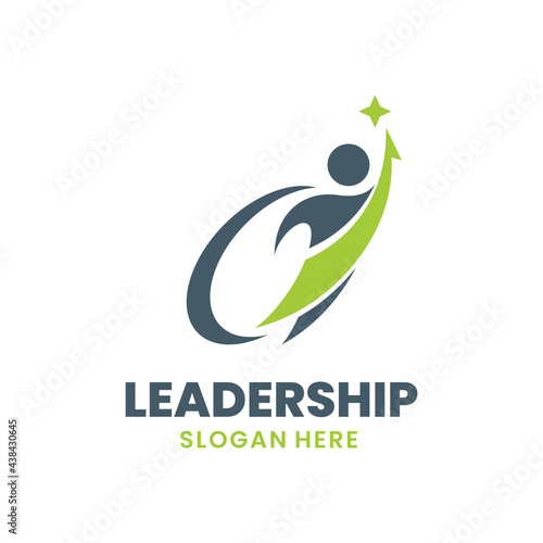Success people logo template design. Leadership logo concept. Healthy life vector illustration.