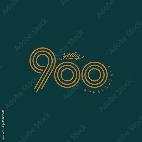 900 years anniversary pictogram vector icon, 900th year birthday logo label. photo