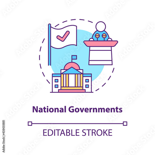 National governments concept icon. Community development abstract idea thin line illustration. Government-sponsored projects. Social justice. Vector isolated outline color drawing. Editable stroke
