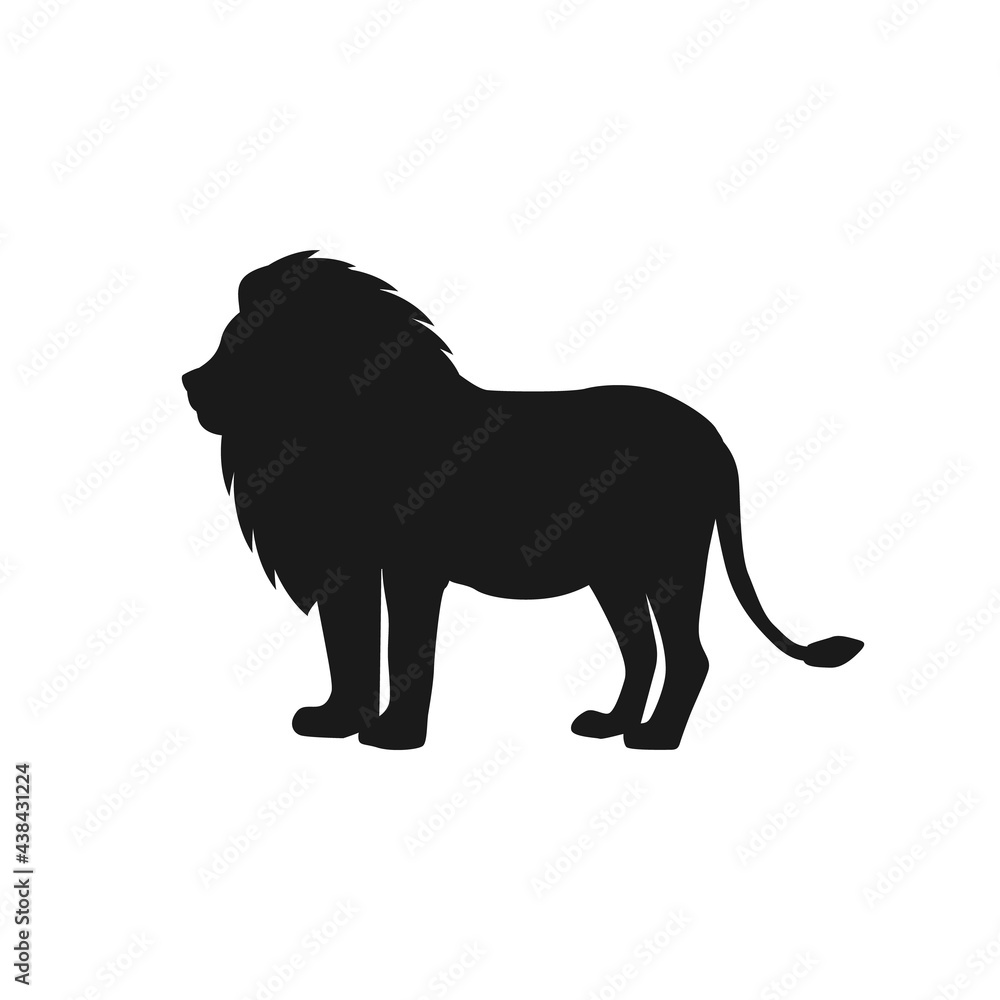 Lion silhouette icon isolated on white background.Vector stock