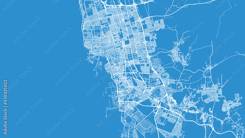 Urban vector city map of Jeddah, Saudi Arabia, Middle East Stock Vector ...