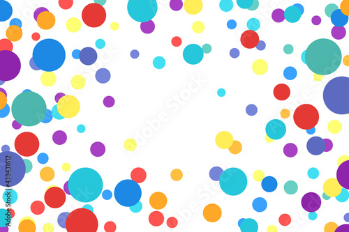 Colorful round confetti background. Festive vector backdrop.