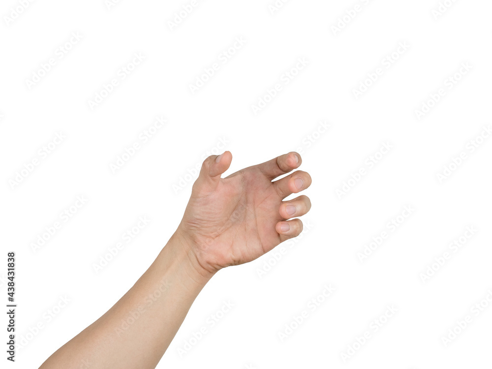 Left hand empty catch item on white isolated background Left hand empty catch item on white isolated background