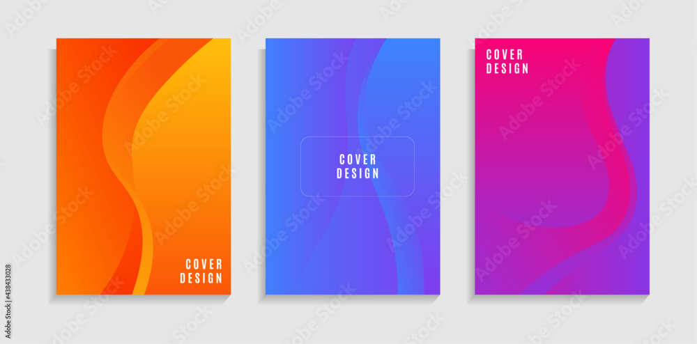 Set Trendy Abstract Gradient Colorful Curve Shapes Cover. Can Be Used For Poster, Banner, Wallpaper, Website Or Presentation Template.