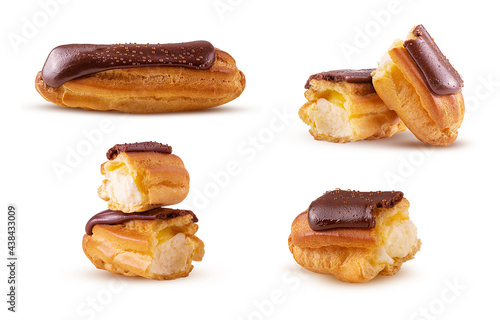 Fotografie Set traditional french eclairs with chocolate