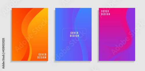 Set Trendy Abstract Gradient Colorful Curve Shapes Cover. Can Be Used For Poster, Banner, Wallpaper, Website Or Presentation Template. © bahtiarbr