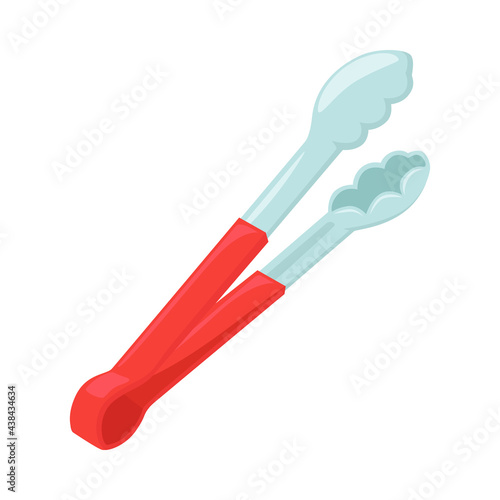 Tongs Sign Emoji Icon Illustration. Dinner Tool Vector Symbol Emoticon Design Clip Art Sign Comic Style.