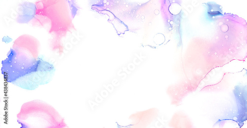 Violet Creative Gouache Background Paper Texture. Pale Grunge Dyed Stains Futuristic Graphic. Iridescent Modern Mixed Tie Dye