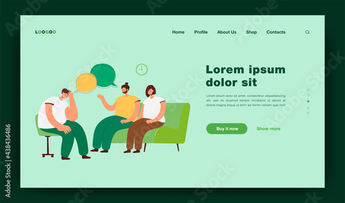 Depressed people counseling with psychologist isolated flat vector illustration. Cartoon characters talking with doctor on psychotherapist sessions. Group therapy and support concept