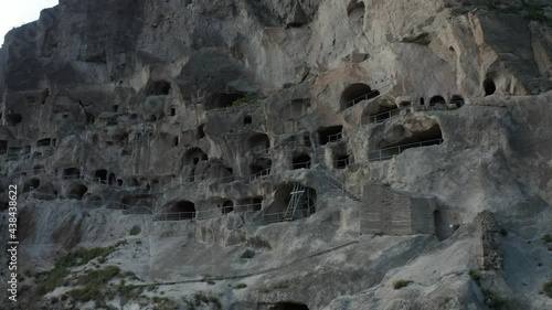 Aerial shot of Vardzia in Georgia 4k