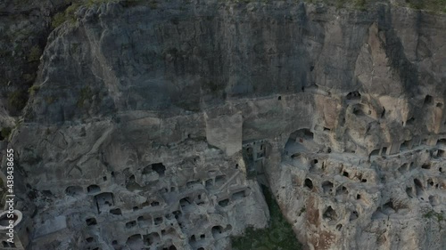 Aerial shot of Vardzia in Georgia 4k