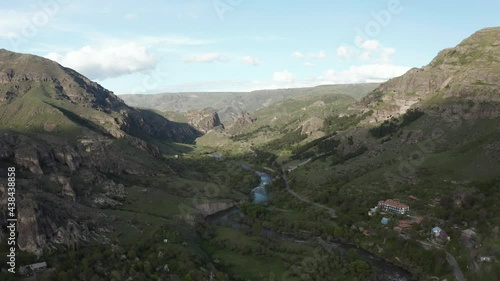 Aerial shot of Vardzia in Georgia 4k