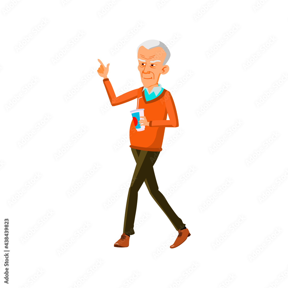happy old man walking with soda drink cup in park cartoon vector. happy old man walking with soda drink cup in park character. isolated flat cartoon illustration happy old man walking with soda drink cup in park cartoon vector. happy old man walking with soda drink cup in park character. isolated flat cartoon illustration