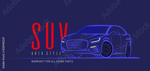 Suv car logo on dark background. Vector