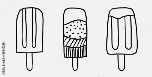 Collection of freehand drawing popsicle ice cream.