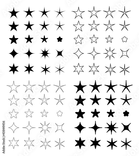 Stars shapes icons set. Vector pack.