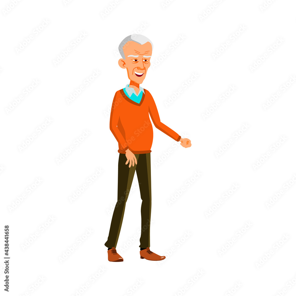 happy old man opening house door cartoon vector. happy old man opening house door character. isolated flat cartoon illustration