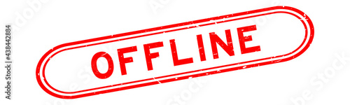 Grunge red offline word rubber seal stamp on white background
