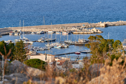 aerial view of the port with the lighthouse in San Vito lo Capo in Sicily