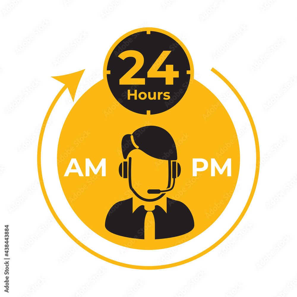 24 Hours Hotline Services Icon. Call Centre Icon Vector Illustration. 24 Hours Hotline Services Icon. Call Centre Icon Vector Illustration.