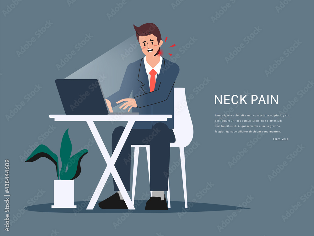 Businessman neck pain symptoms office syndrome.
