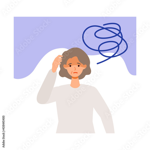 Exhausted elderly woman after getting her COVID-19 vaccine. Concept for side effects of coronavirus vaccine.