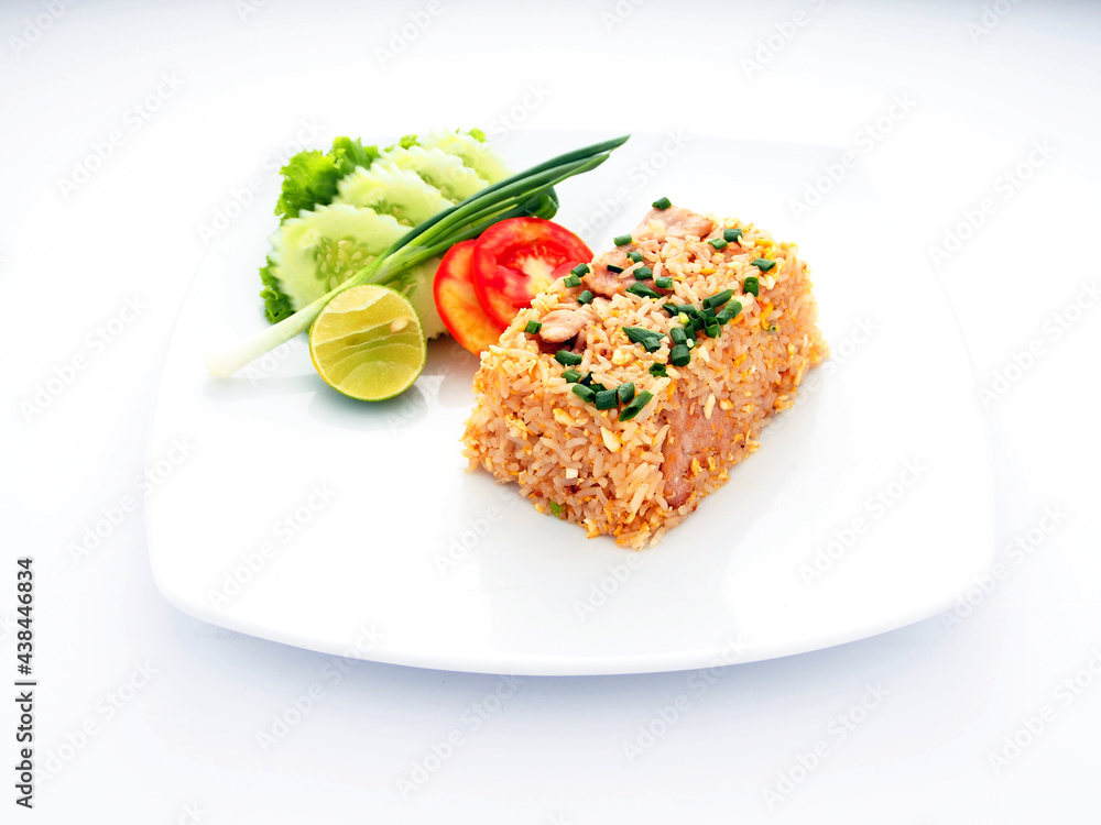 Fried rice with pork, a popular Thai dish among foreigners. Fried rice with pork, a popular Thai dish among foreigners.