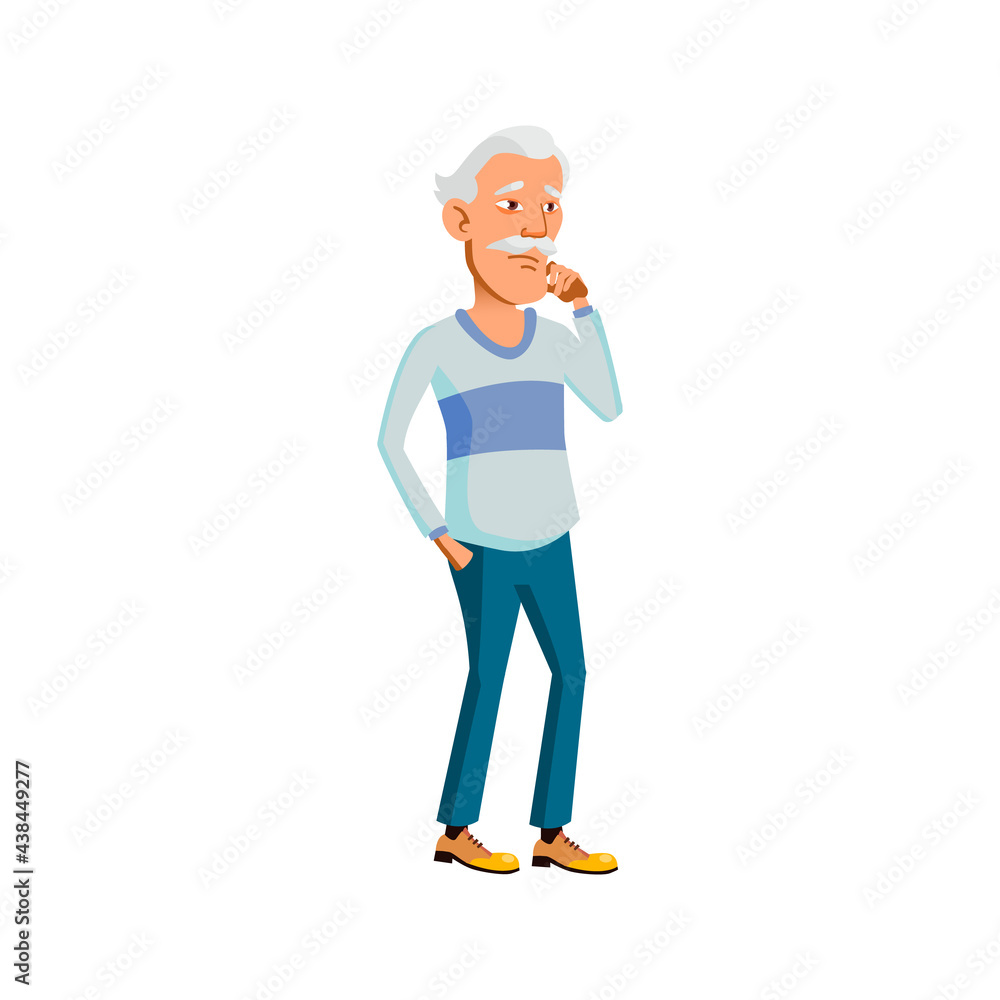 asian elderly man thinking about problem cartoon vector. asian elderly man thinking about problem character. isolated flat cartoon illustration