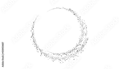 Grunge circle made of black stains.Grunge oval shape made of black dots.