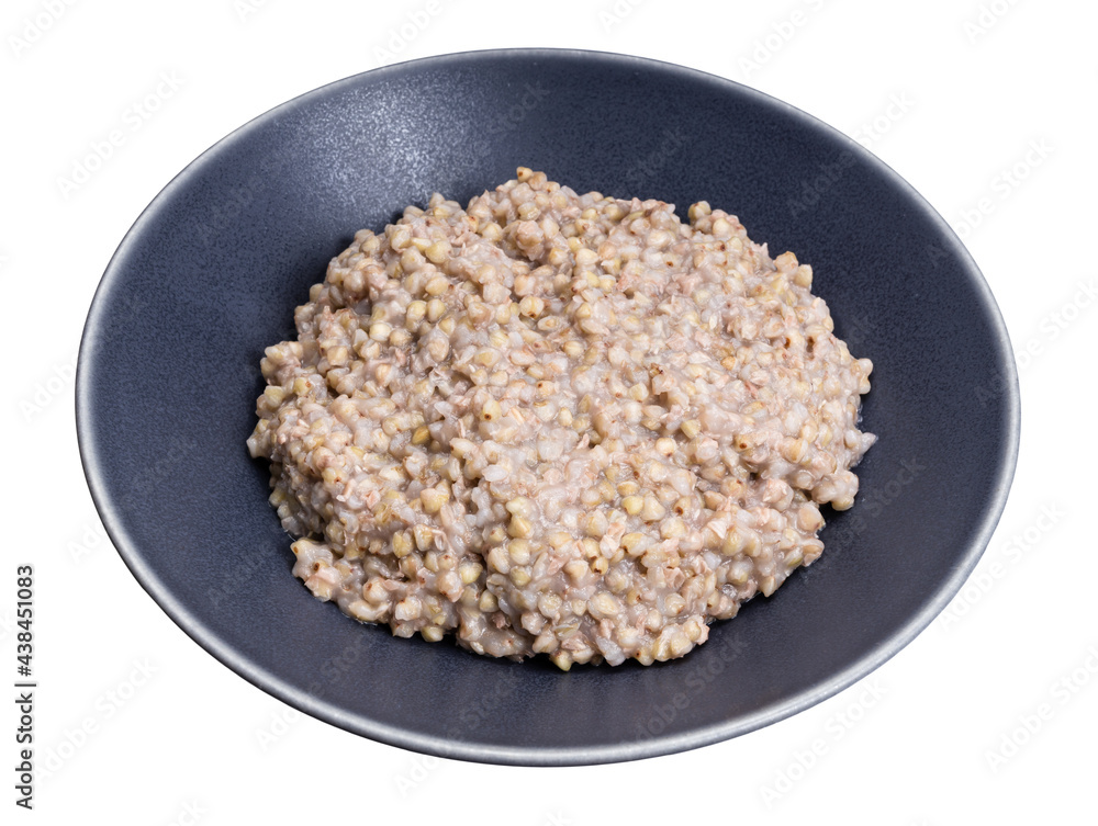 kasha from green buckwheat in gray bowl isolated kasha from green buckwheat in gray bowl isolated