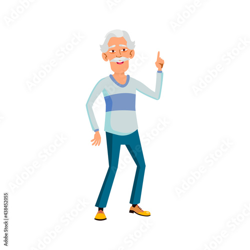 chinese mature age man has idea where celebrate new year cartoon vector. chinese mature age man has idea where celebrate new year character. isolated flat cartoon illustration