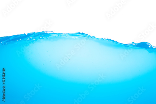 Water surface wave colour blue with bubbles isolated on the white background. © chitsanupong