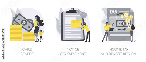 Income year abstract concept vector illustrations.
