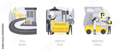 Driving rules violation abstract concept vector illustrations.