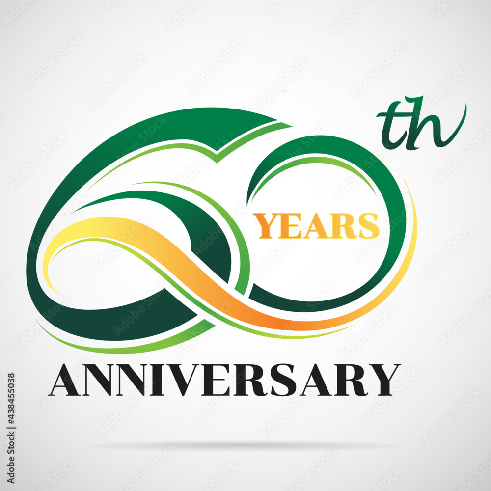 60 years anniversary celebration logo design with decorative ribbon or ...